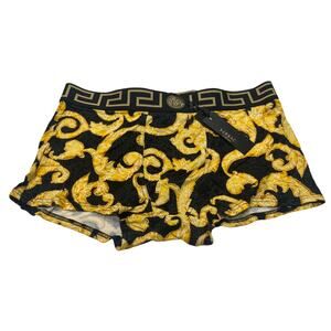 8-75 VERSACE Men's Underwear Barocco Boxer Briefs Black/ Gold Size 7/ XL